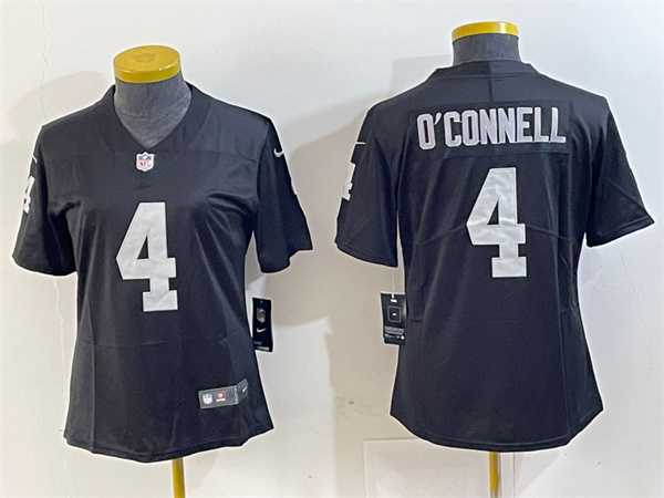 Womens Las Vegas Raiders #4 Aidan OConnell Black Vapor Untouchable Limited Football Stitched Jersey->->Women Jersey